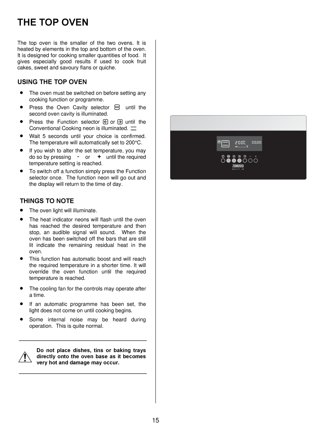 Zanussi ZDQ 995 manual Using the TOP Oven 