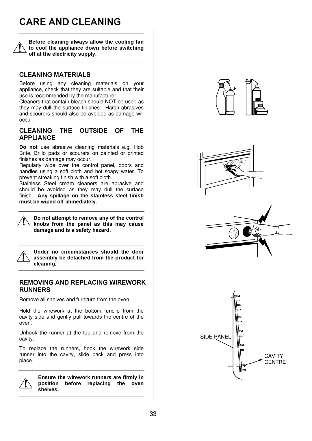 Zanussi ZDQ 995 manual Care and Cleaning, Cleaning Materials, Cleaning the Outside of the Appliance 