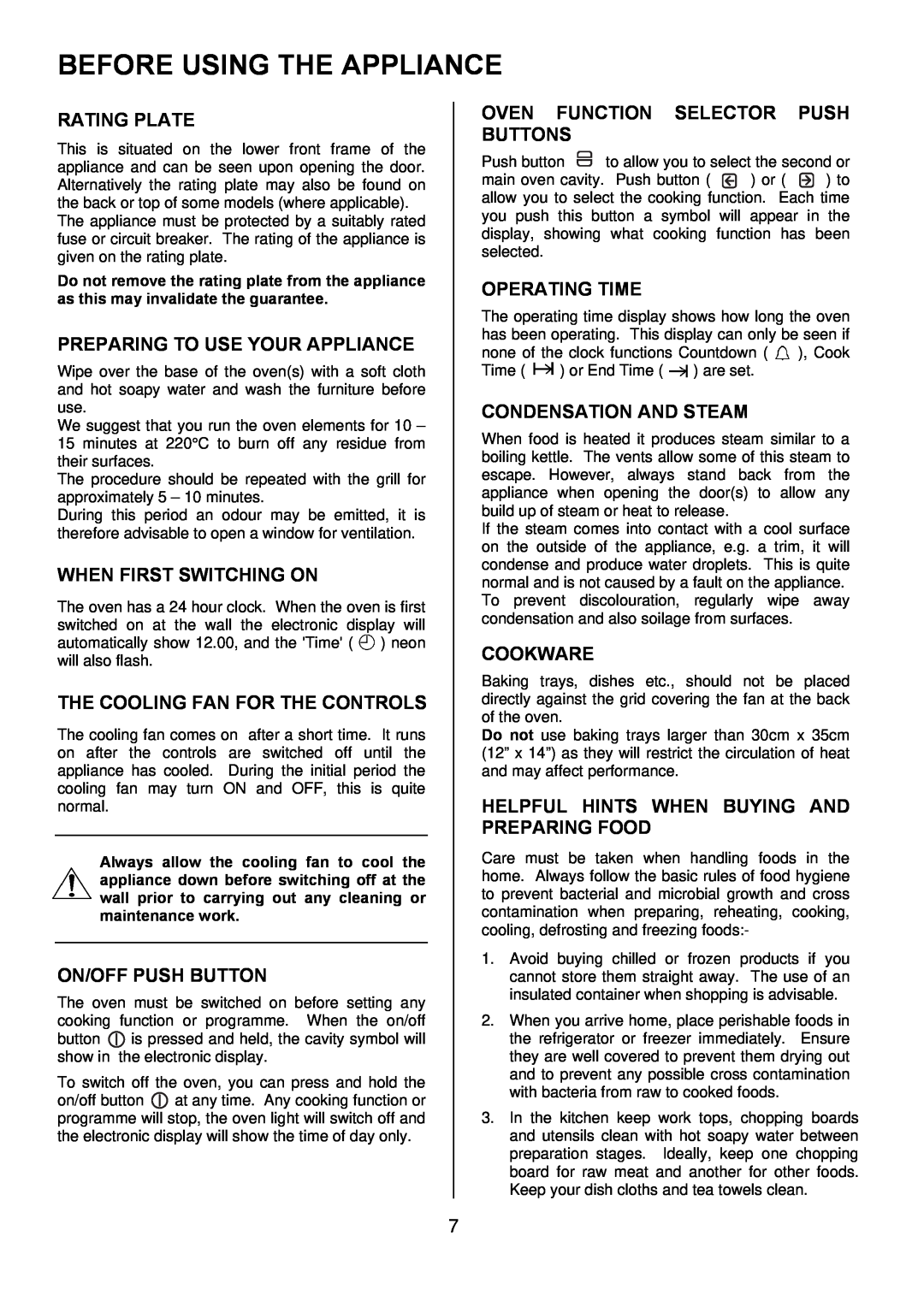 Zanussi ZDQ 995 manual Before Using The Appliance, Rating Plate, Preparing To Use Your Appliance, When First Switching On 