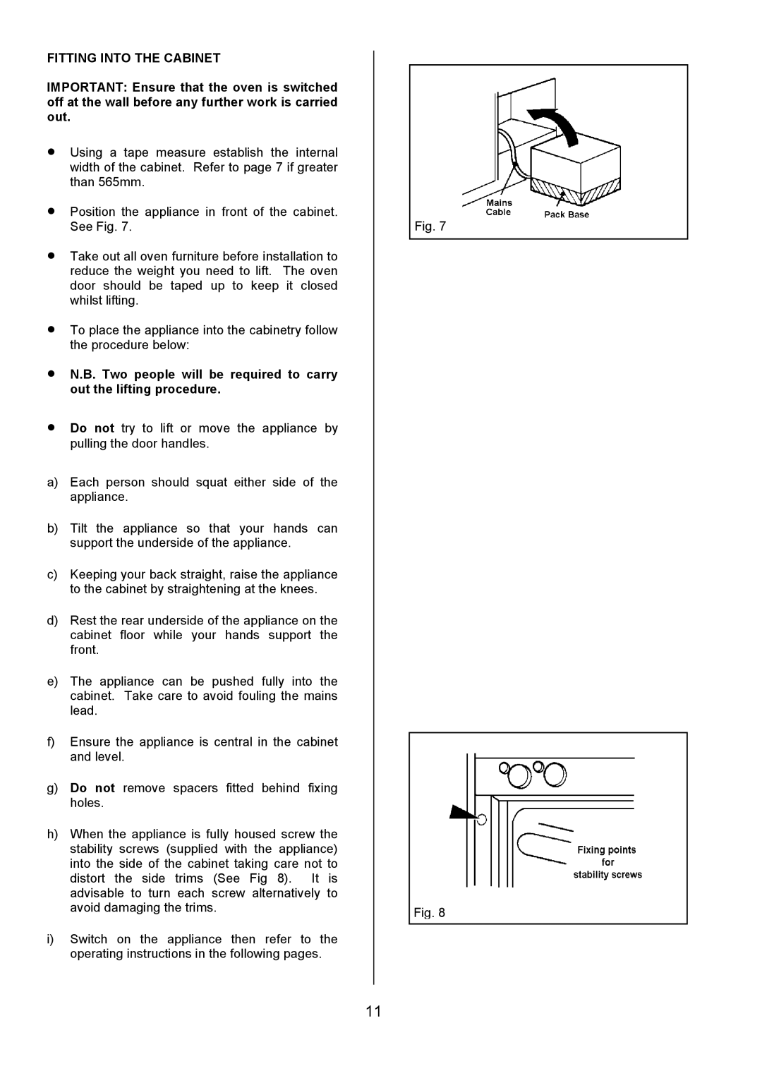 Zanussi ZDQ495 manual Fitting Into the Cabinet 