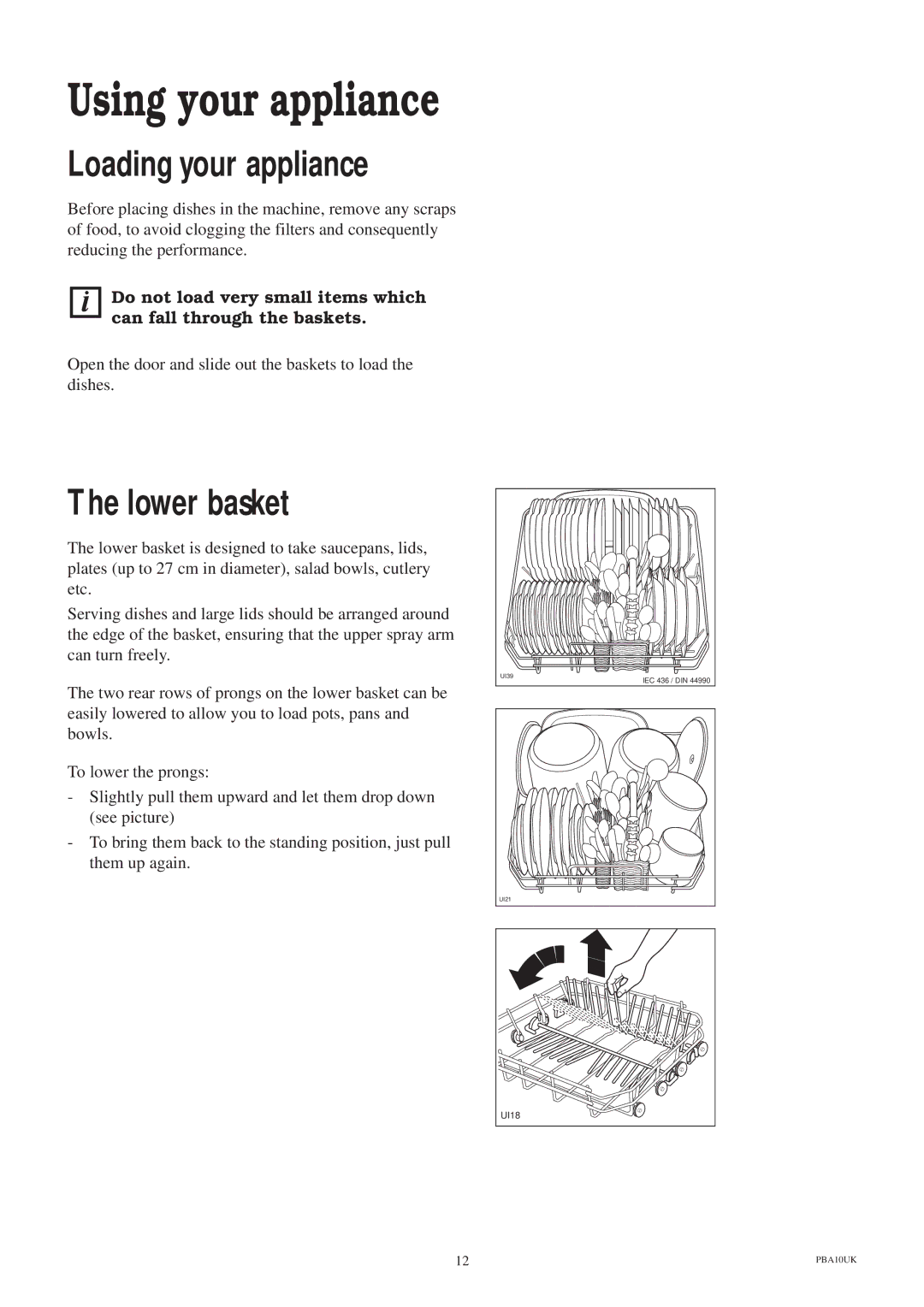 Zanussi ZDS 689 EX manual Using your appliance, Loading your appliance, Lower basket 