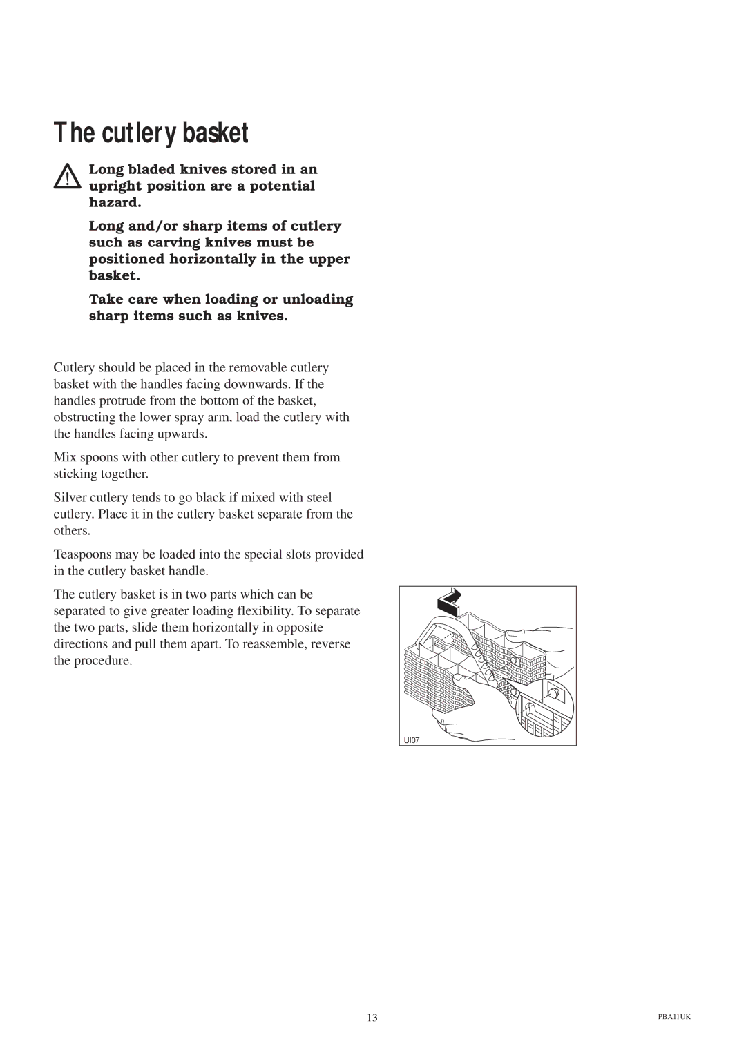 Zanussi ZDS 689 EX manual Cutlery basket 