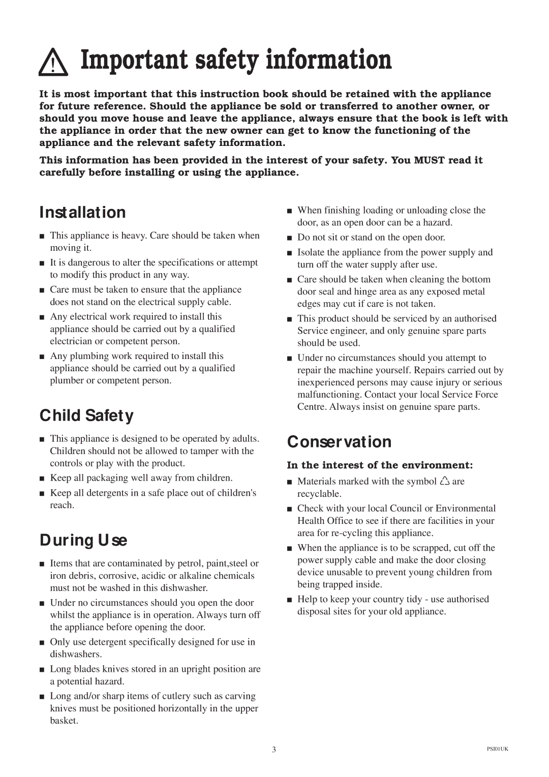 Zanussi ZDS 689 EX manual Important safety information, Interest of the environment 