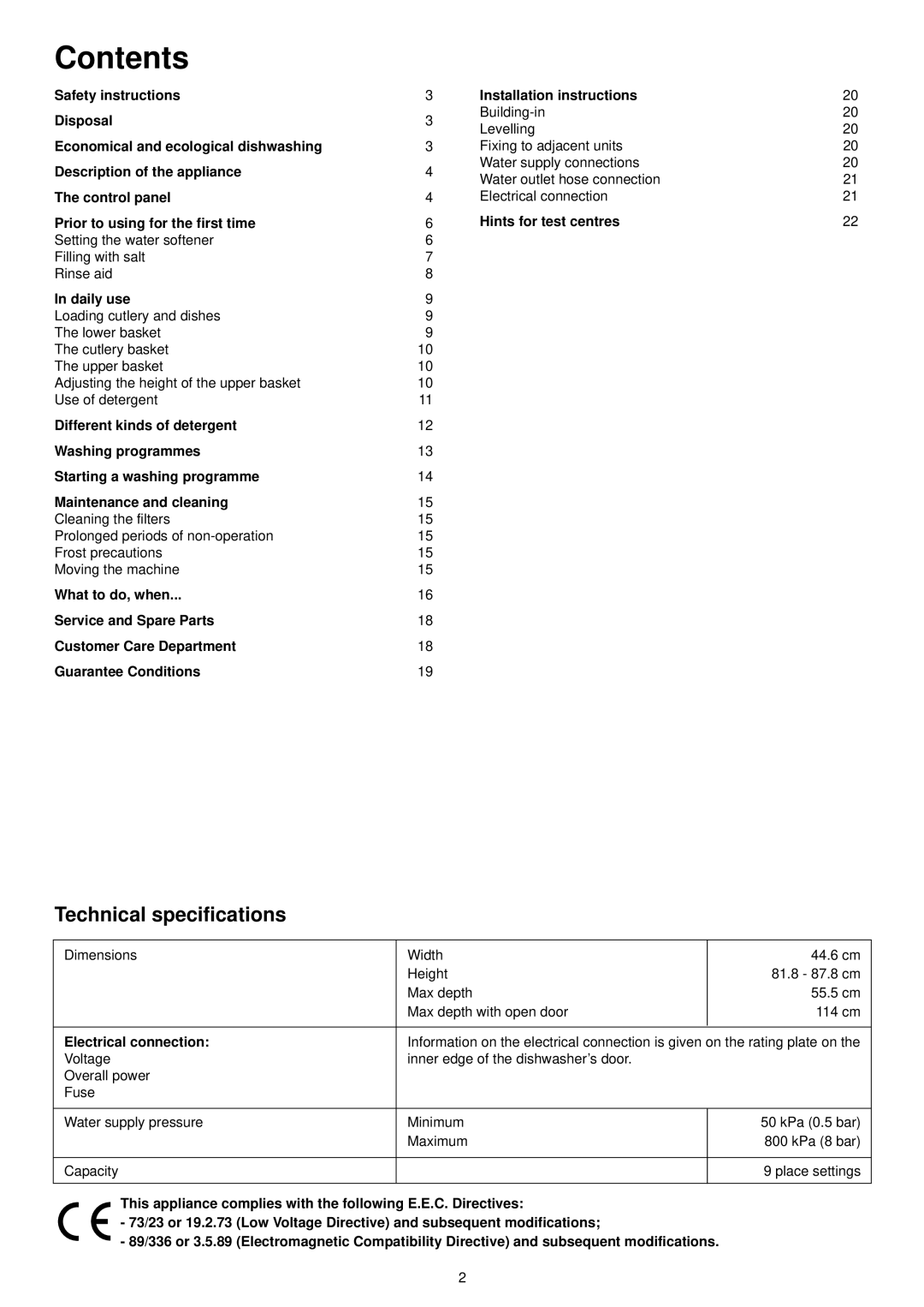 Zanussi ZDT 5044 manual Contents 