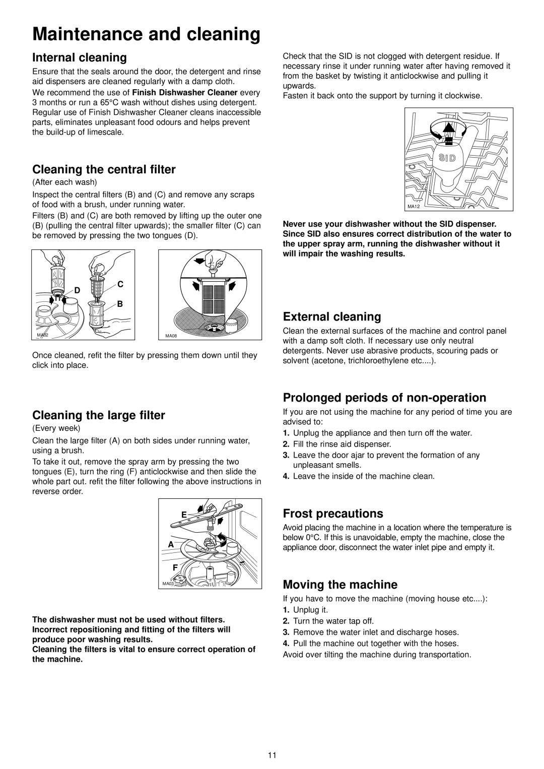 Zanussi ZDT 5052 manual Maintenance and cleaning 