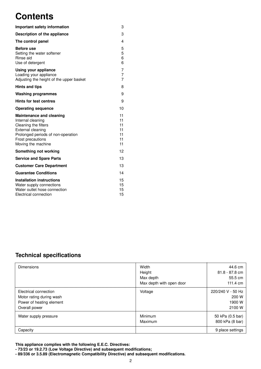 Zanussi ZDT 5052 manual Contents 