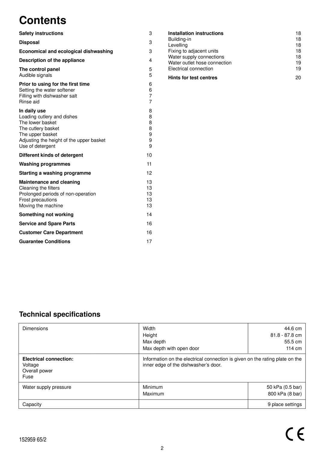 Zanussi ZDT 5053 manual Contents 