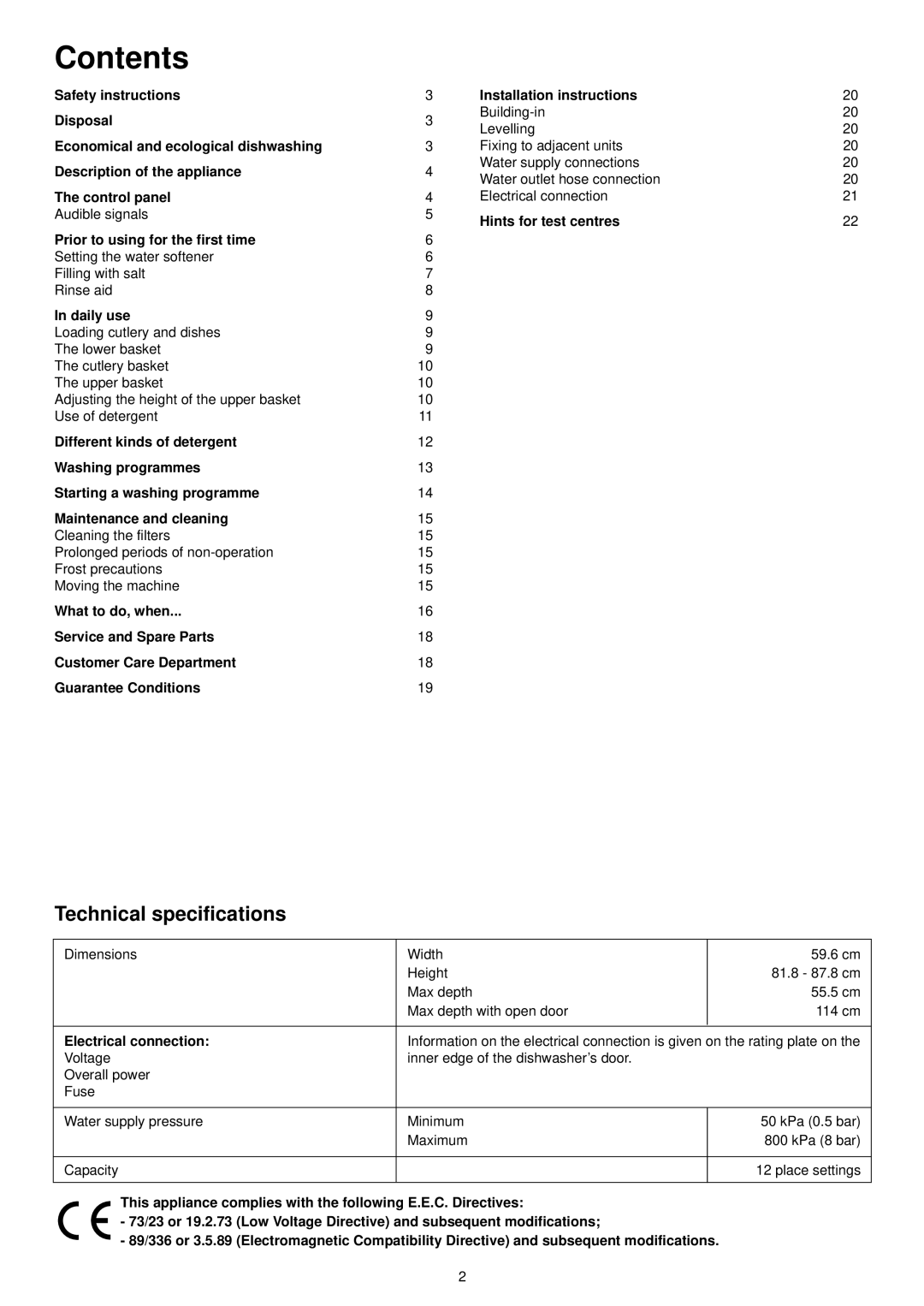 Zanussi ZDT 6244 manual Contents 