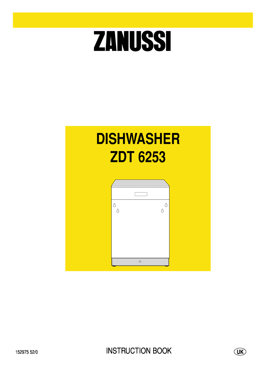 Zanussi ZDT 6253 manual Dishwasher Zdt, Instruction Book 