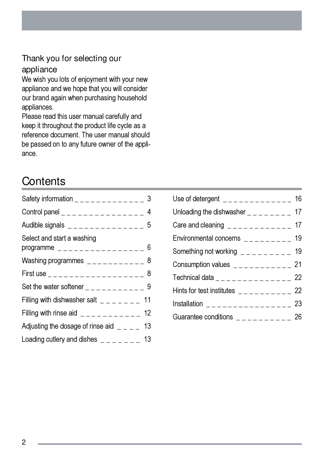 Zanussi ZDT 6454 user manual Contents 