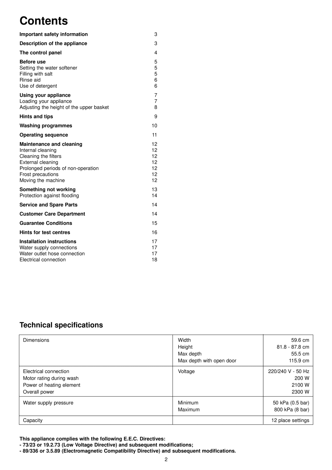 Zanussi ZDT 6894 manual Contents 