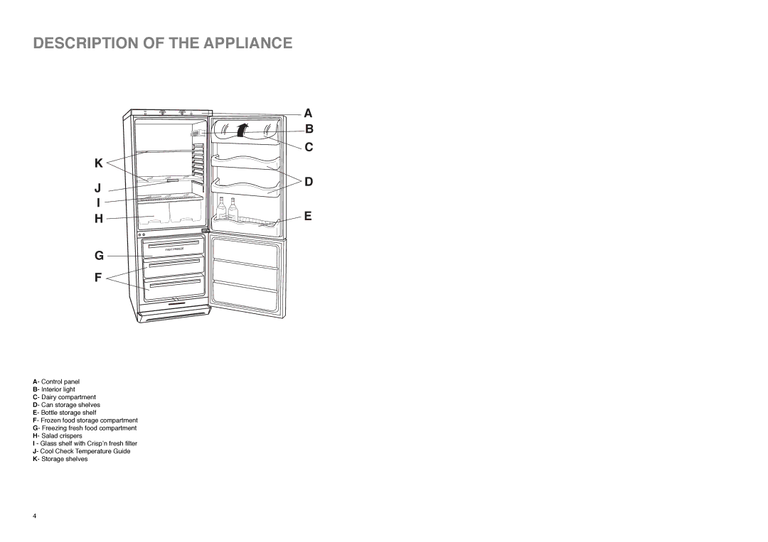 Zanussi ZE 76/3 W manual Description of the Appliance 