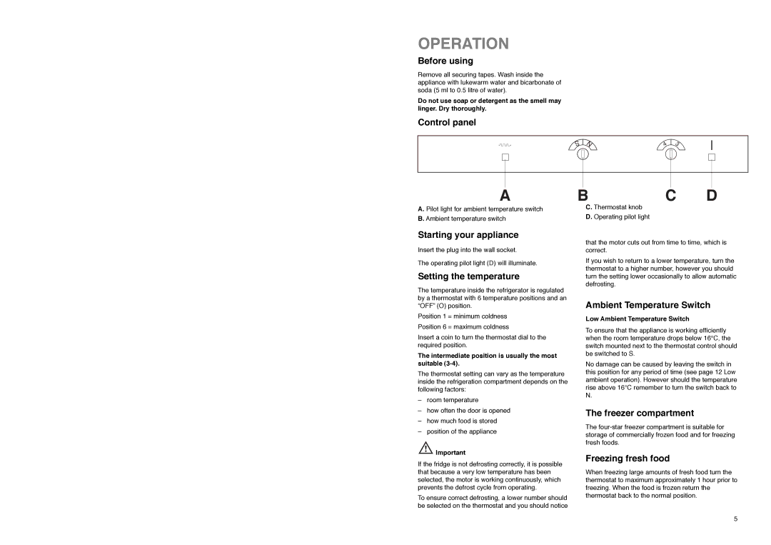 Zanussi ZE 76/3 W manual Operation 