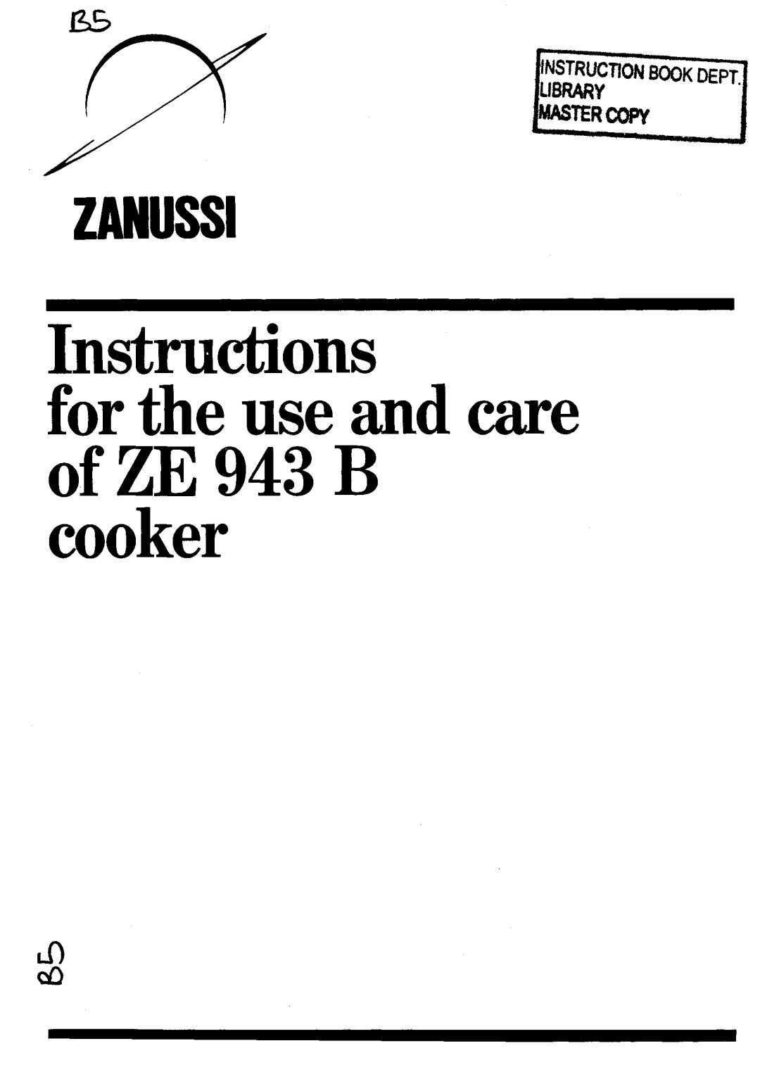 Zanussi ZE 943 B manual 