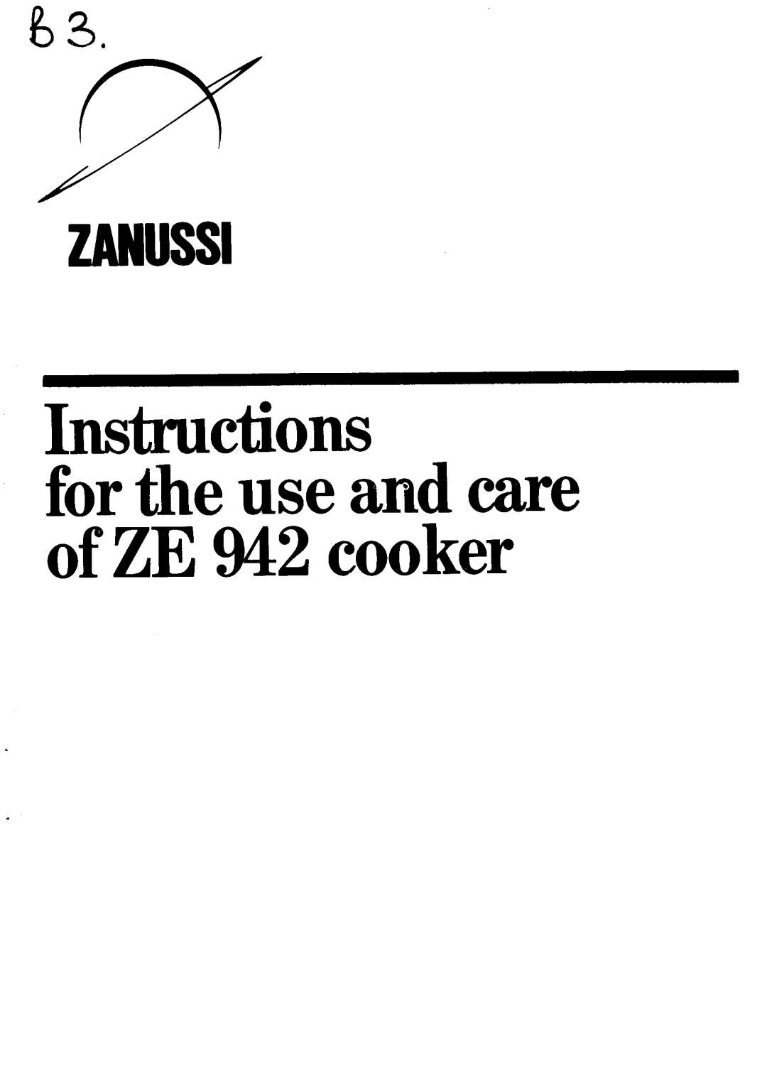 Zanussi ZE942 manual 
