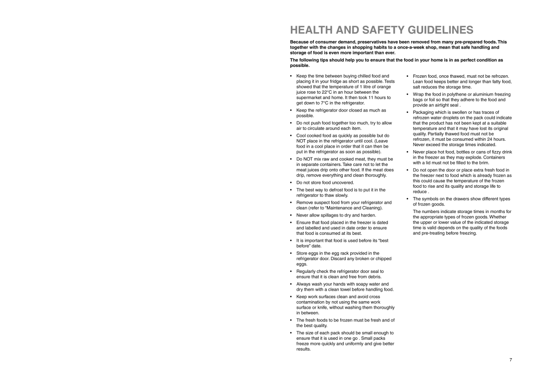 Zanussi ZEBF 255 W, ZEBF 255 SI manual Health And Safety Guidelines 