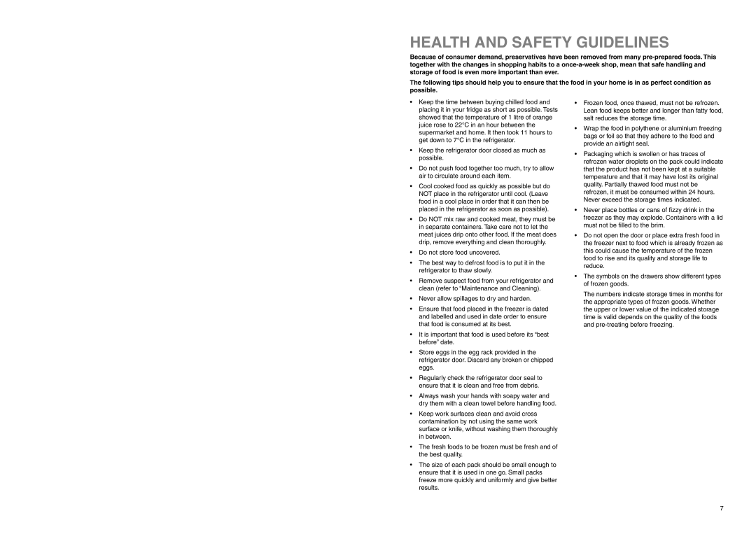 Zanussi ZEBF 310 manual Health and Safety Guidelines 