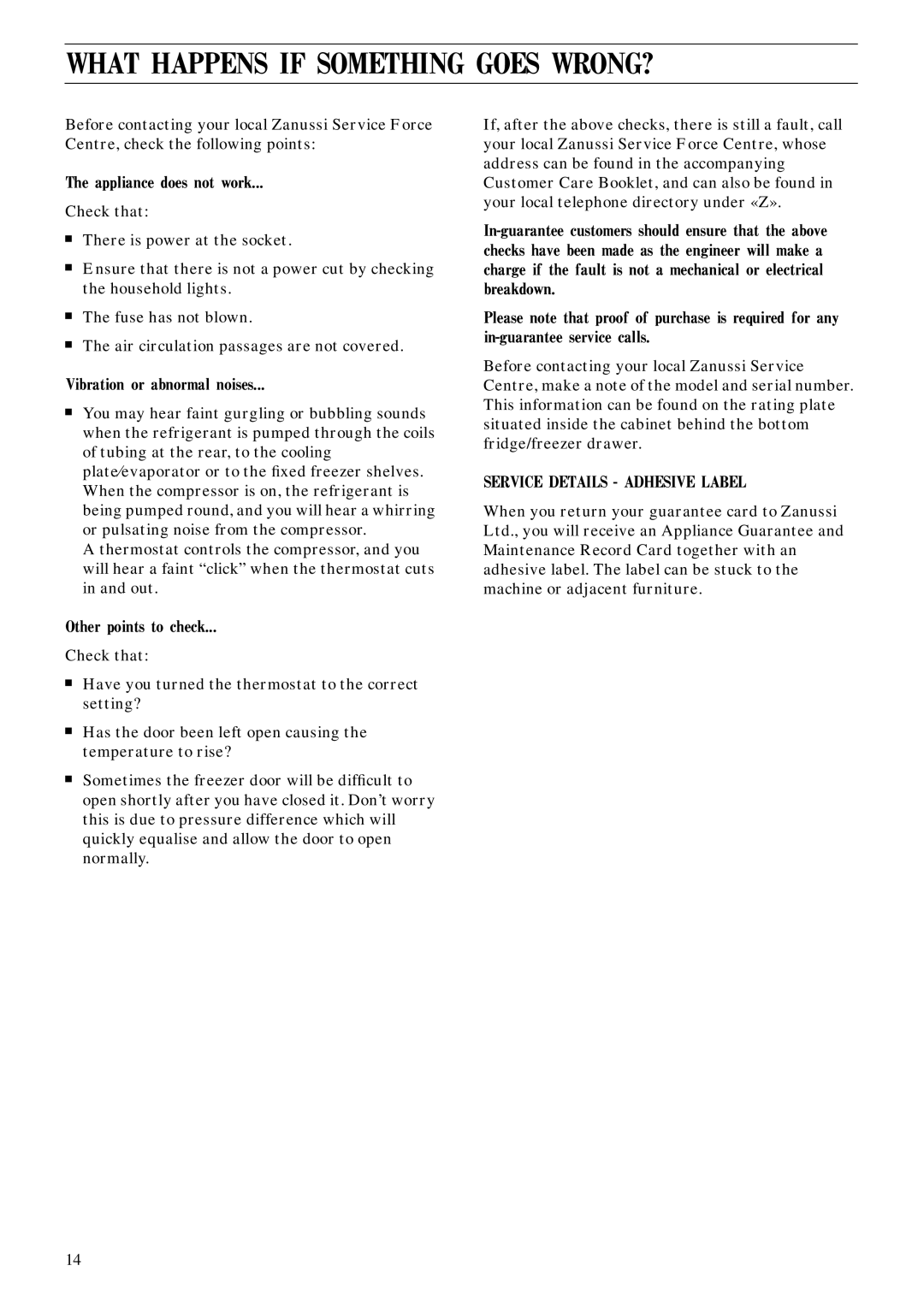 Zanussi ZEC 30 manual What Happens if Something Goes WRONG? 