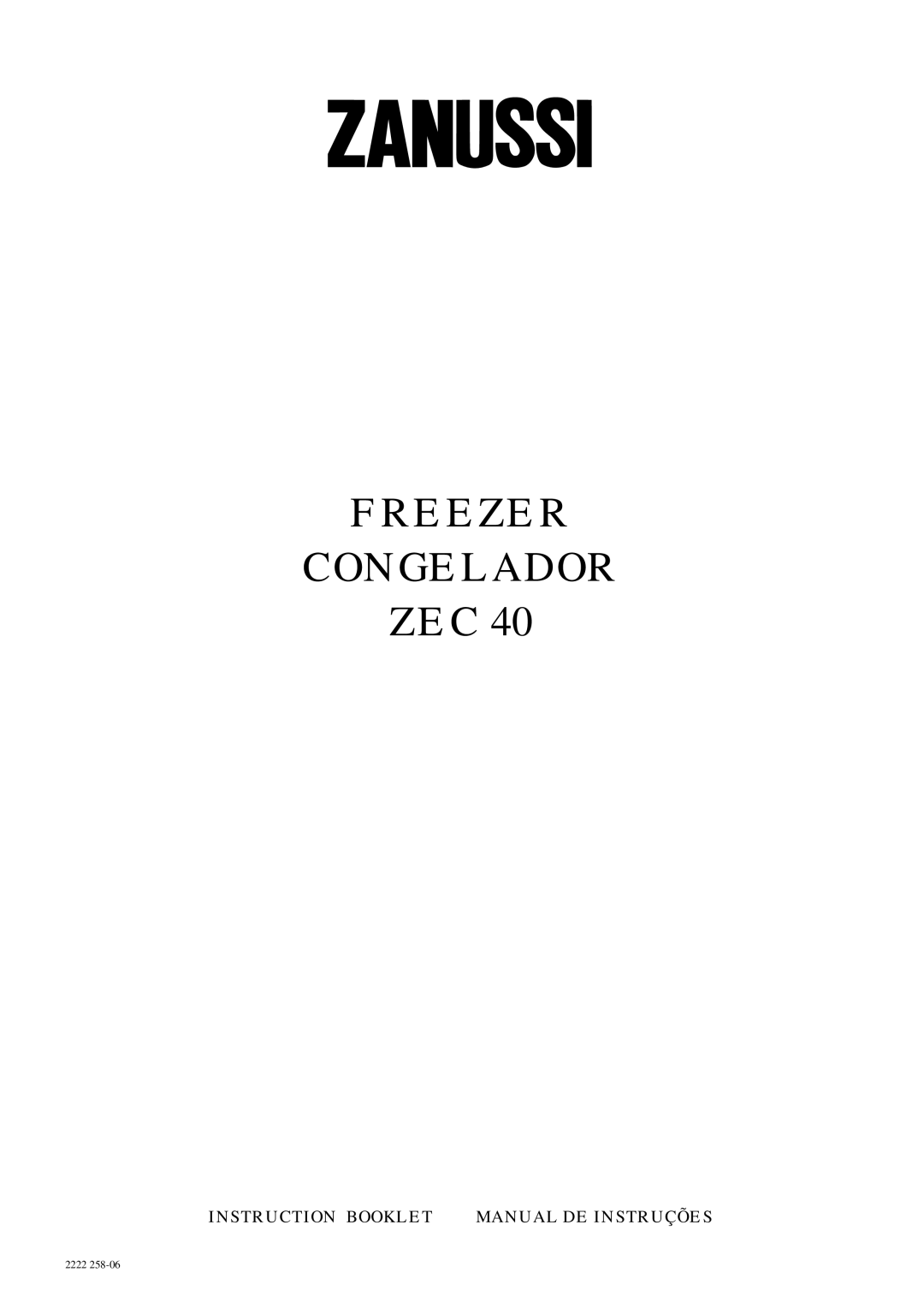 Zanussi ZEC 40 manual Freezer Congelador 