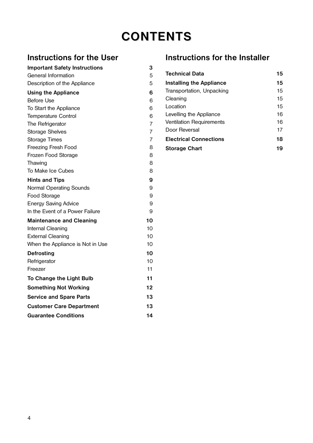 Zanussi ZECB 300 W manual Contents 