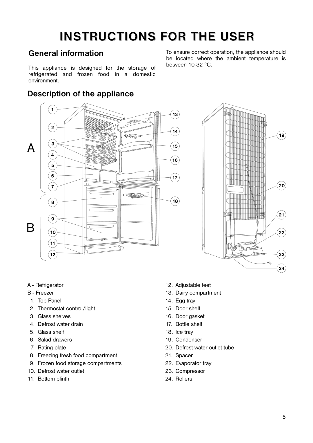Zanussi ZECB 300 W manual General information, Description of the appliance 