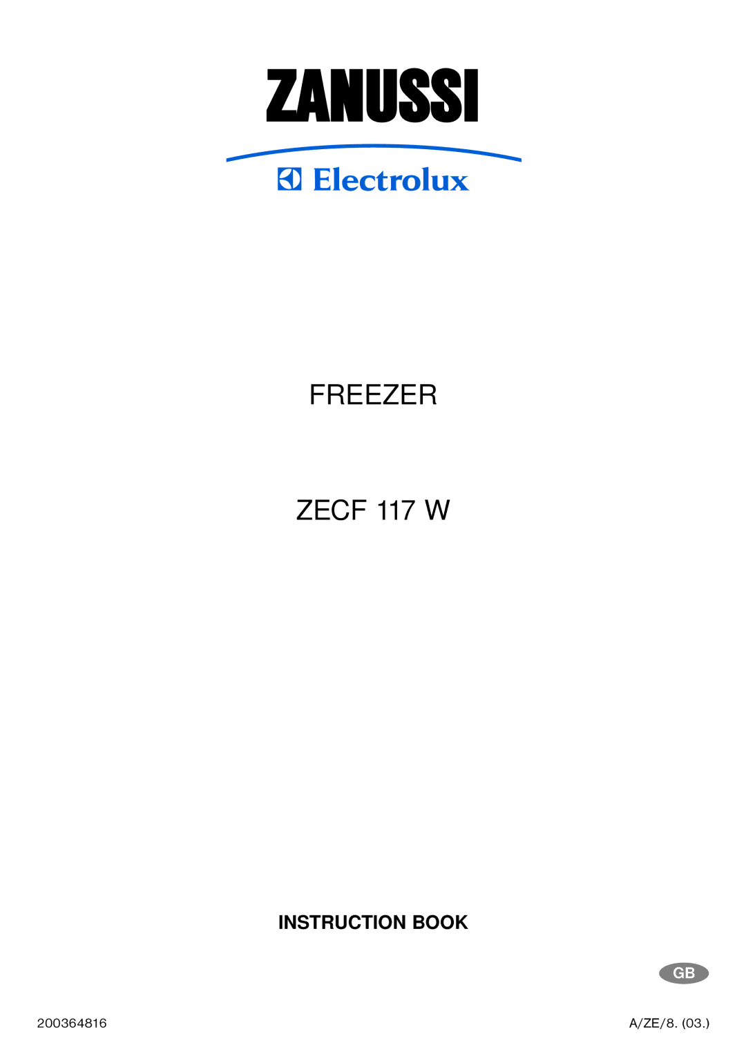 Zanussi ZECF 117 W manual Zanussi 