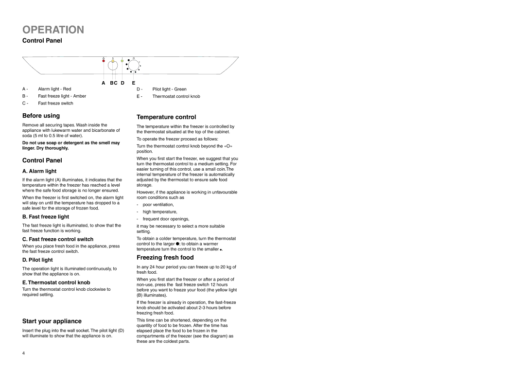 Zanussi ZEF 226 manual Operation 