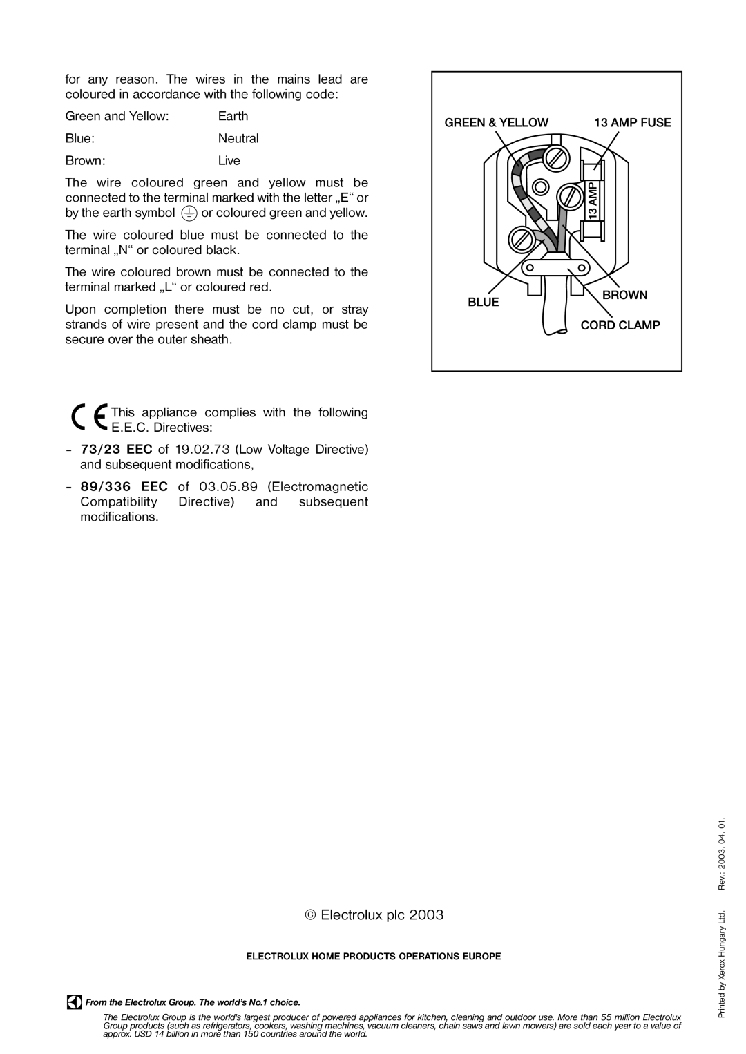 Zanussi ZEF 55 W manual Electrolux plc 