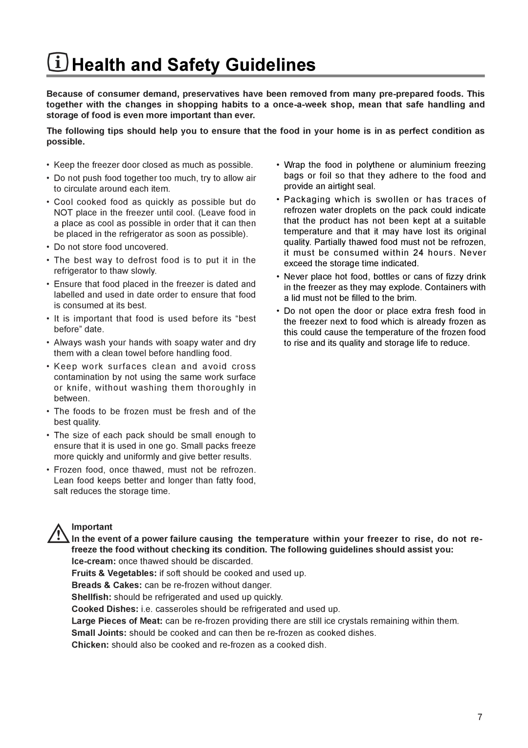 Zanussi ZEF 90 W manual Health and Safety Guidelines 