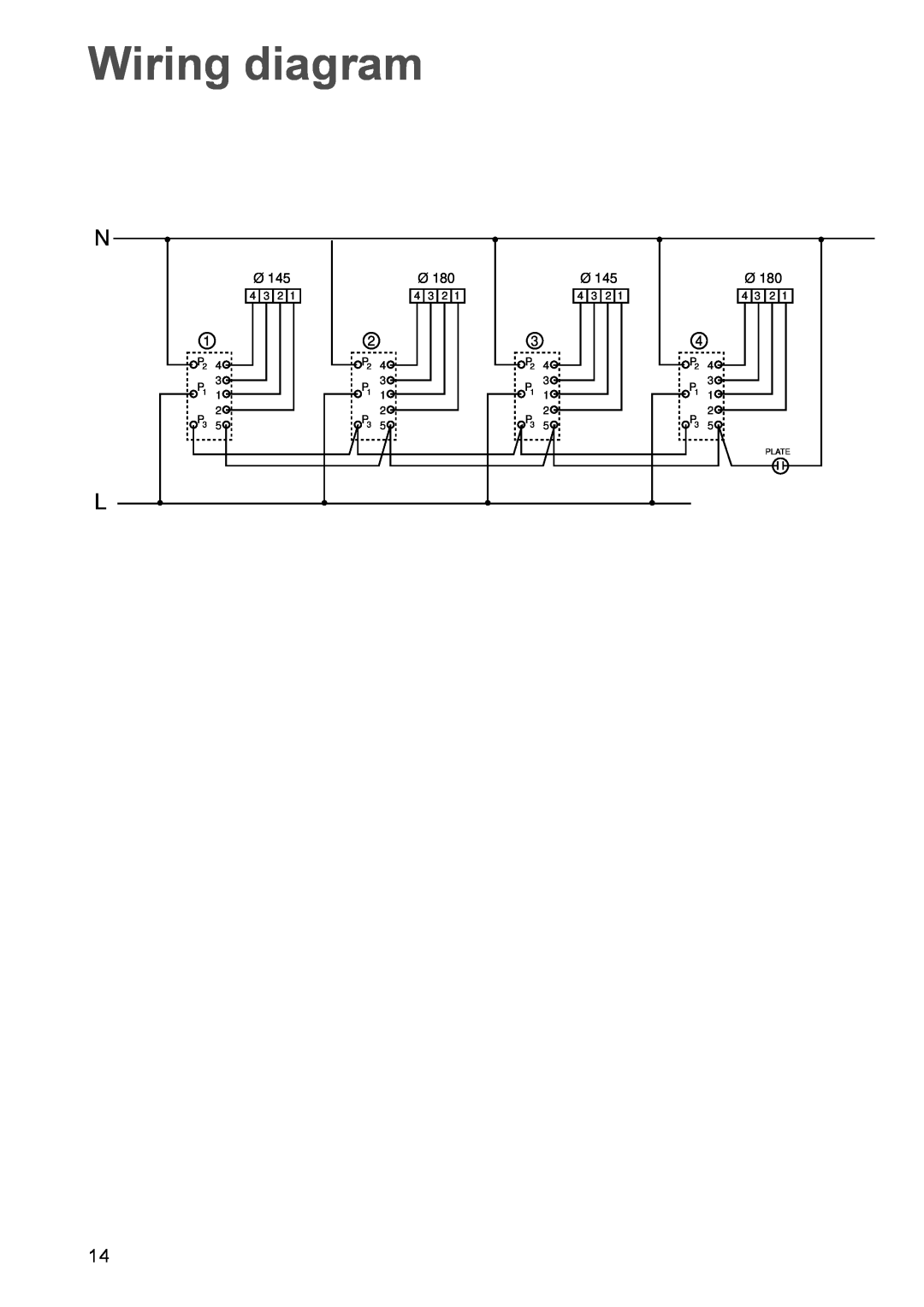Zanussi ZEL 63 manual Wiring diagram, P2 3 P1 2 P3, Plate 