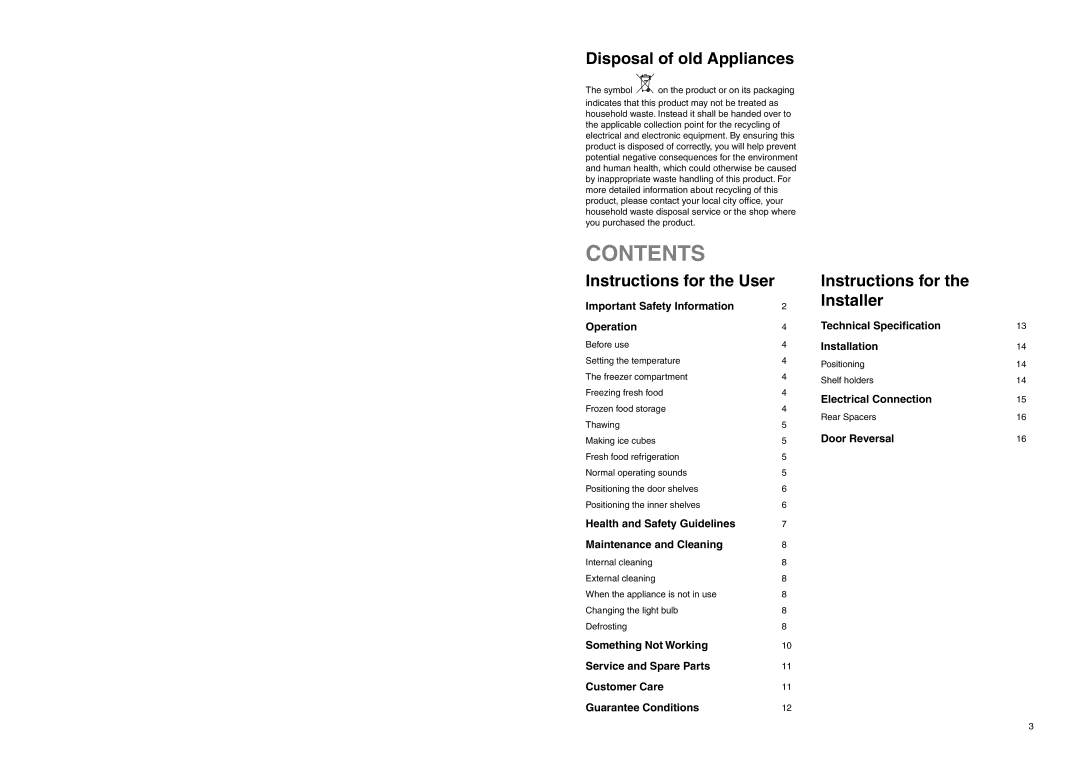 Zanussi ZRB 7821, ZERB 2825 manual Contents 