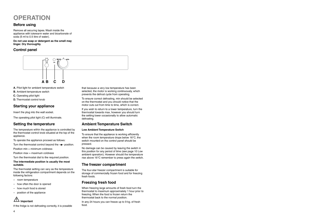 Zanussi ZERB 3225 X manual Operation 