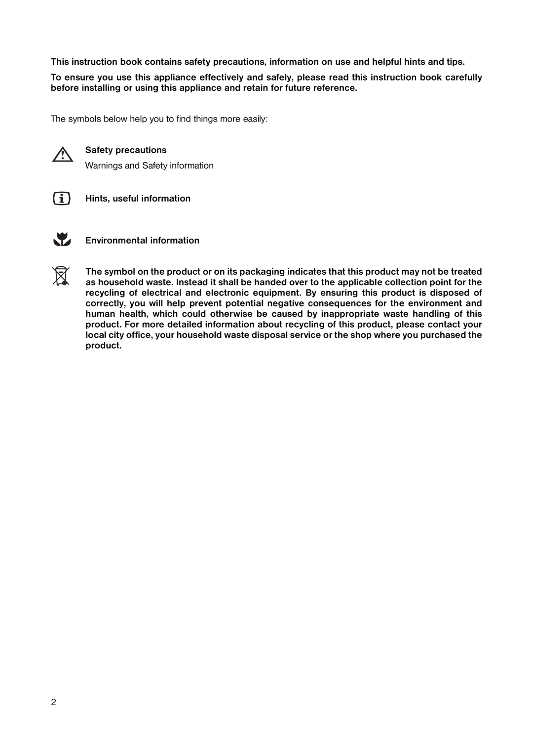 Zanussi ZERB 8441 manual Symbols below help you to find things more easily 