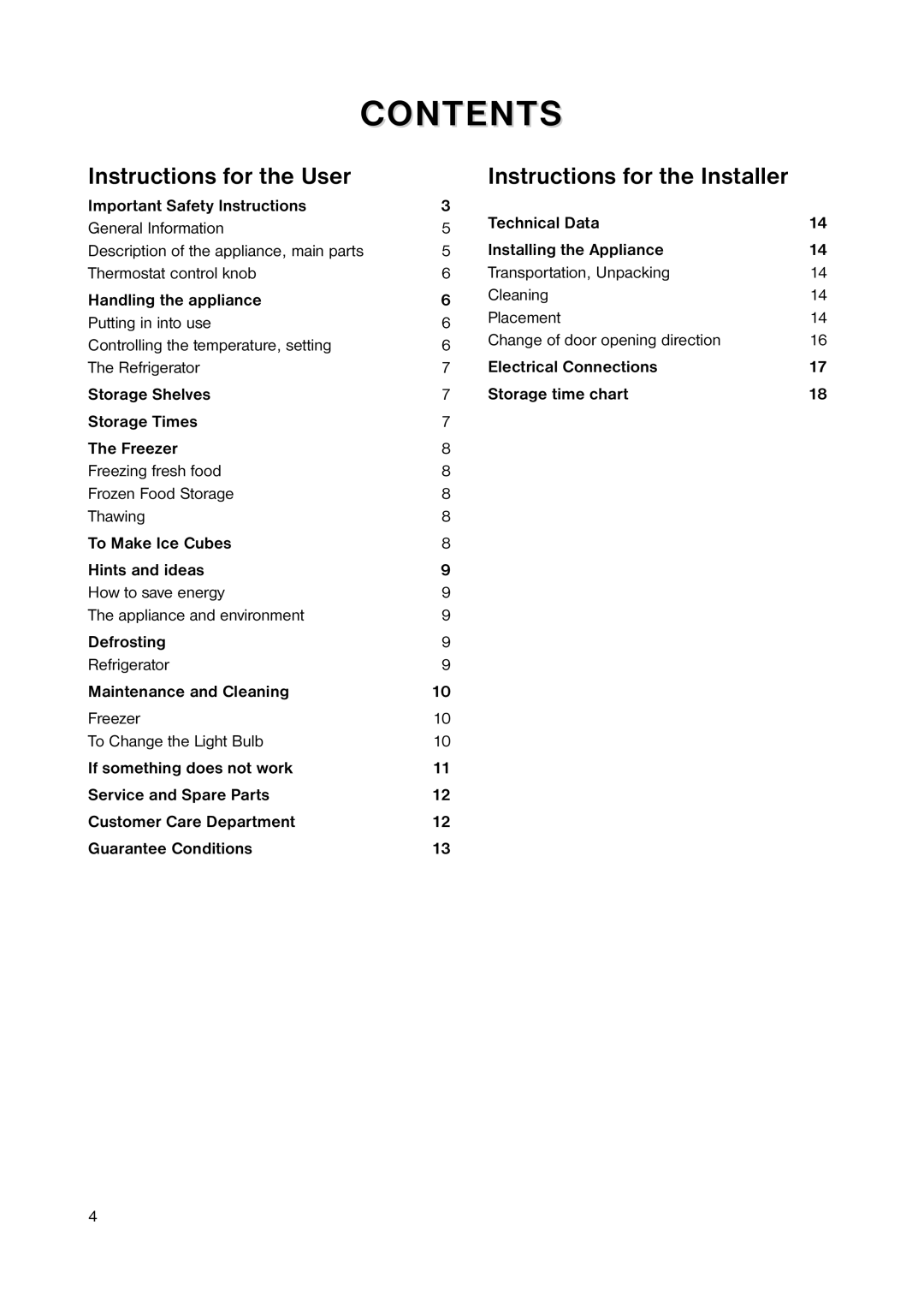 Zanussi ZERB 8441 manual Contents 