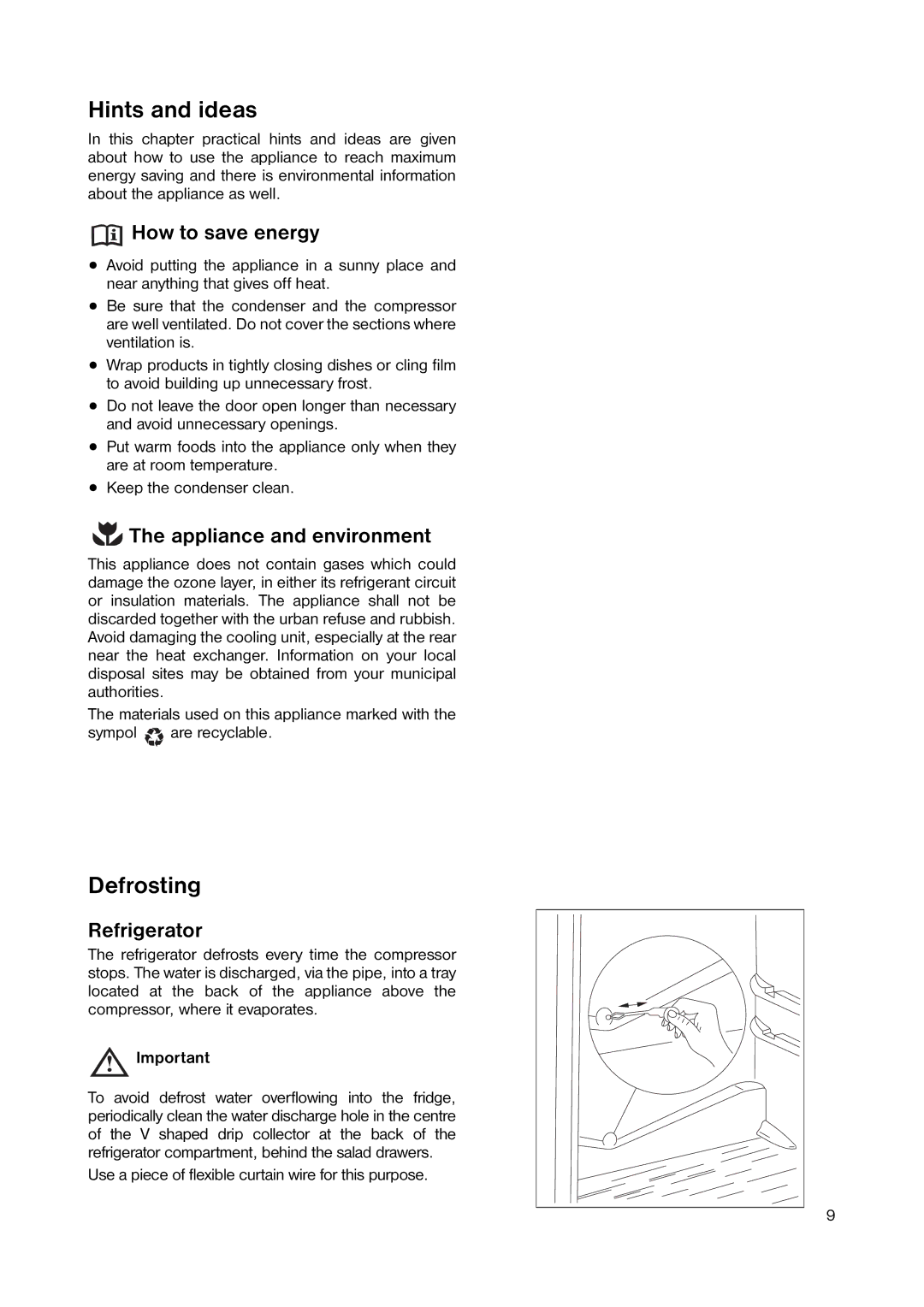 Zanussi ZERB 8441 manual Hints and ideas, Defrosting, How to save energy, Appliance and environment 