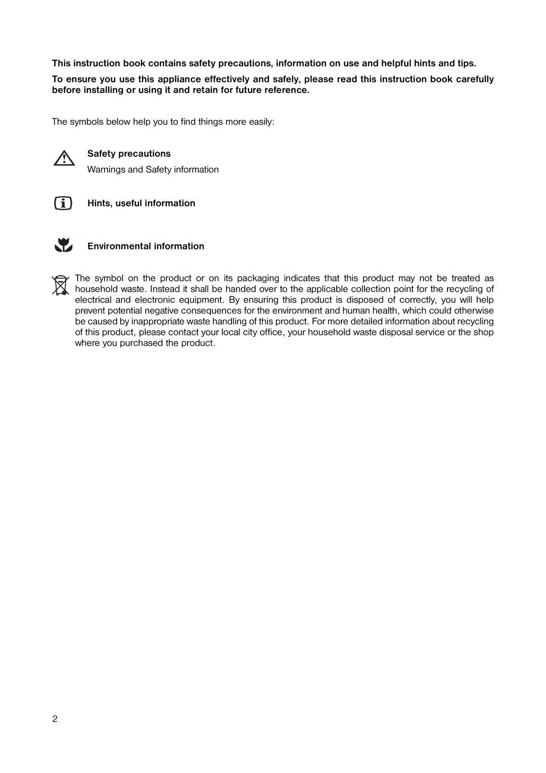 Zanussi ZERB 8643 manual Symbols below help you to find things more easily 