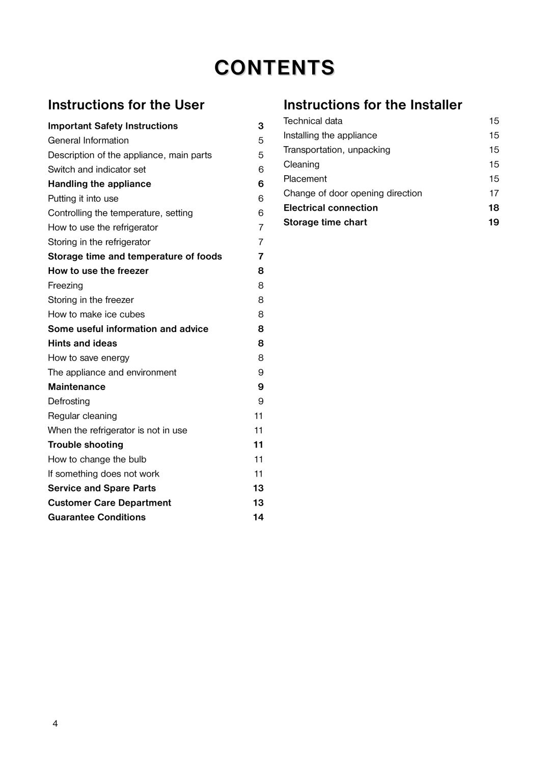 Zanussi ZERB 9043 manual Contents 