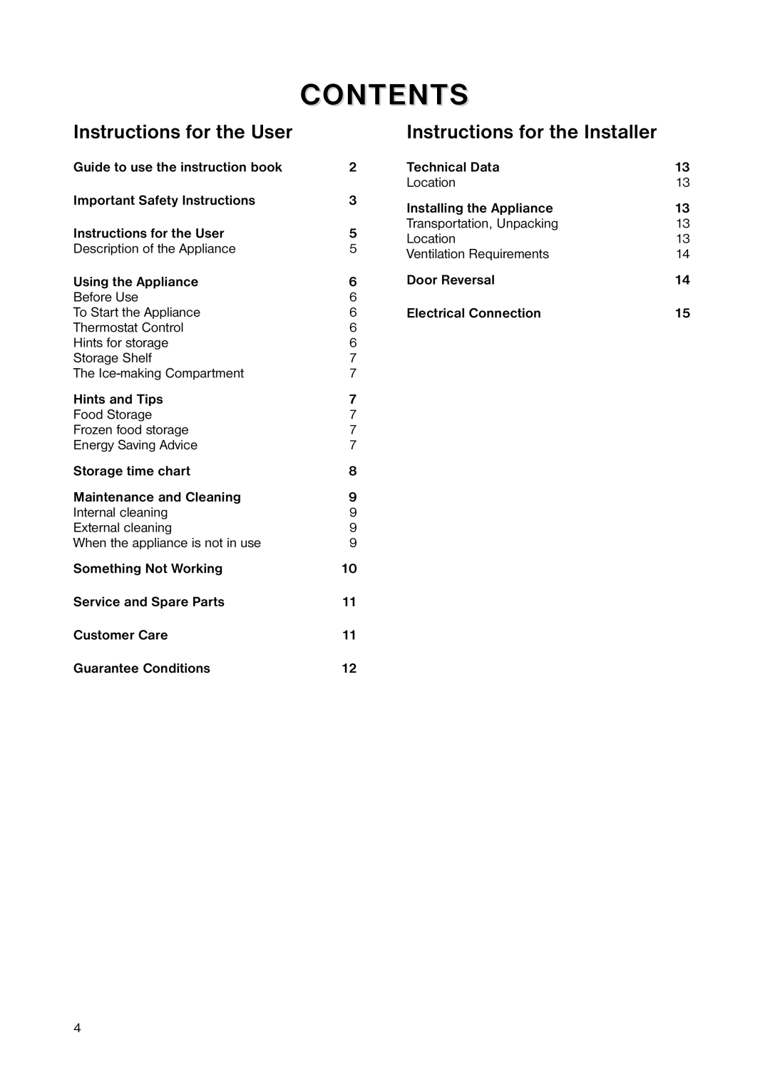 Zanussi ZERC 0750 manual Contents 