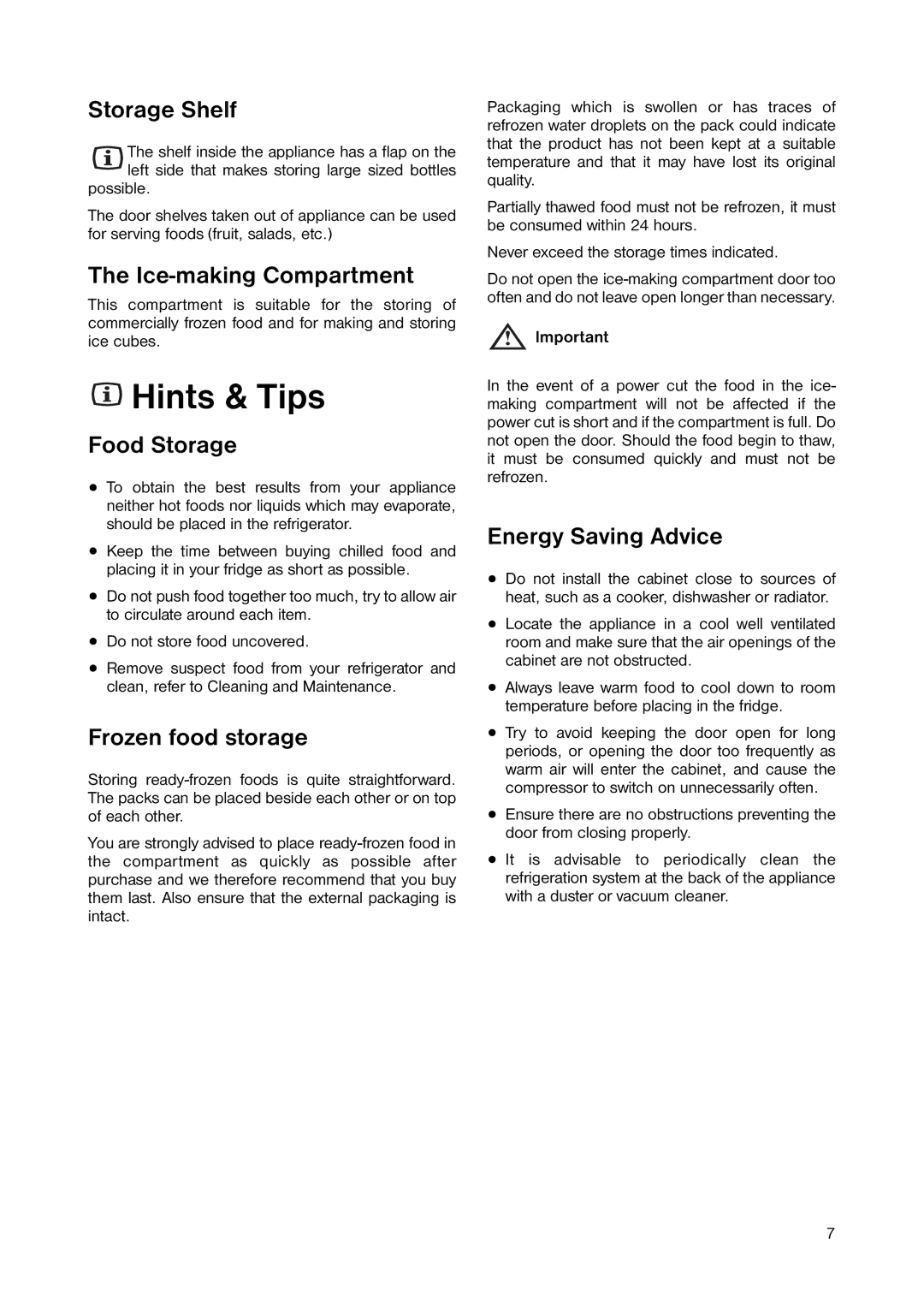 Zanussi ZERC 0750 manual Hints & Tips 