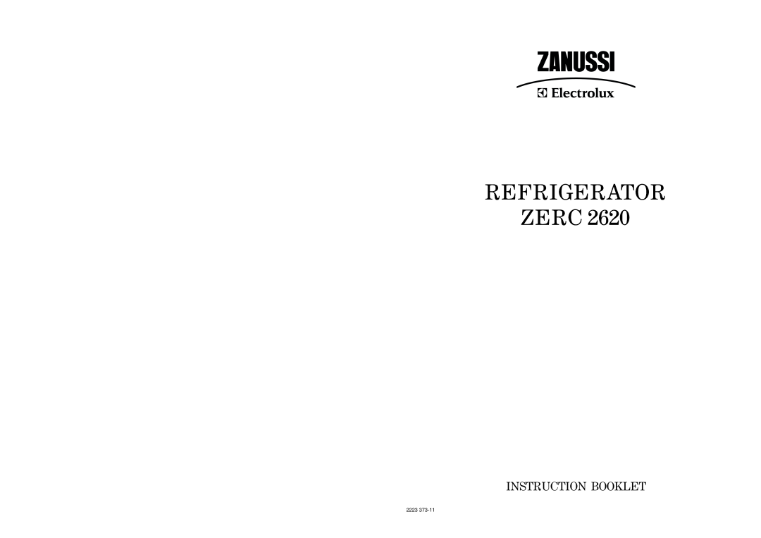 Zanussi ZERC 2620 manual Refrigerator Zerc, Instruction Booklet, 2223 