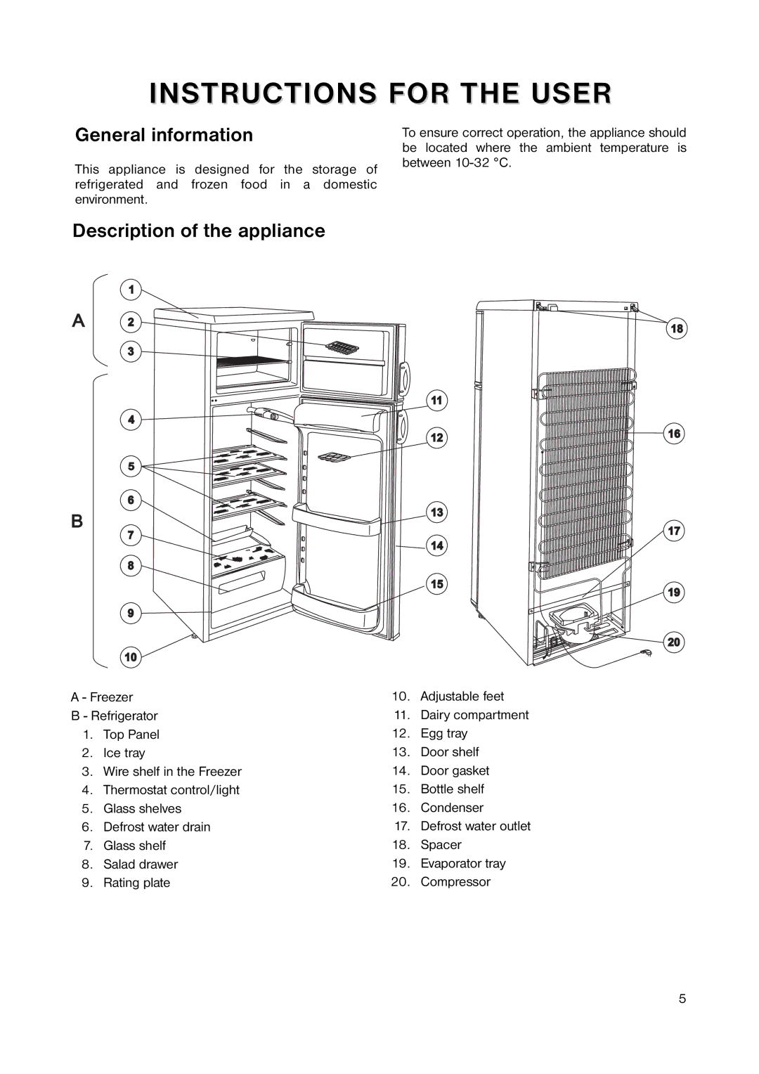 Zanussi ZERD 7446 manual General information, Description of the appliance 