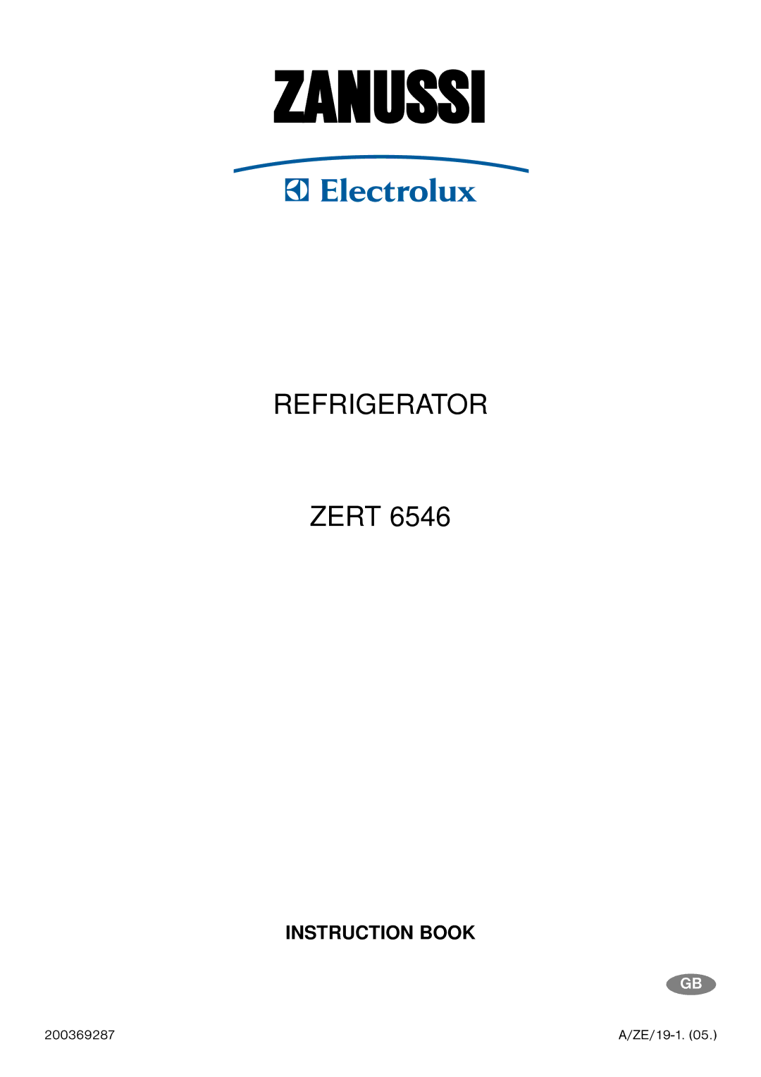 Zanussi ZERT 6546 manual Zanussi, 200369287 ZE/19-1 