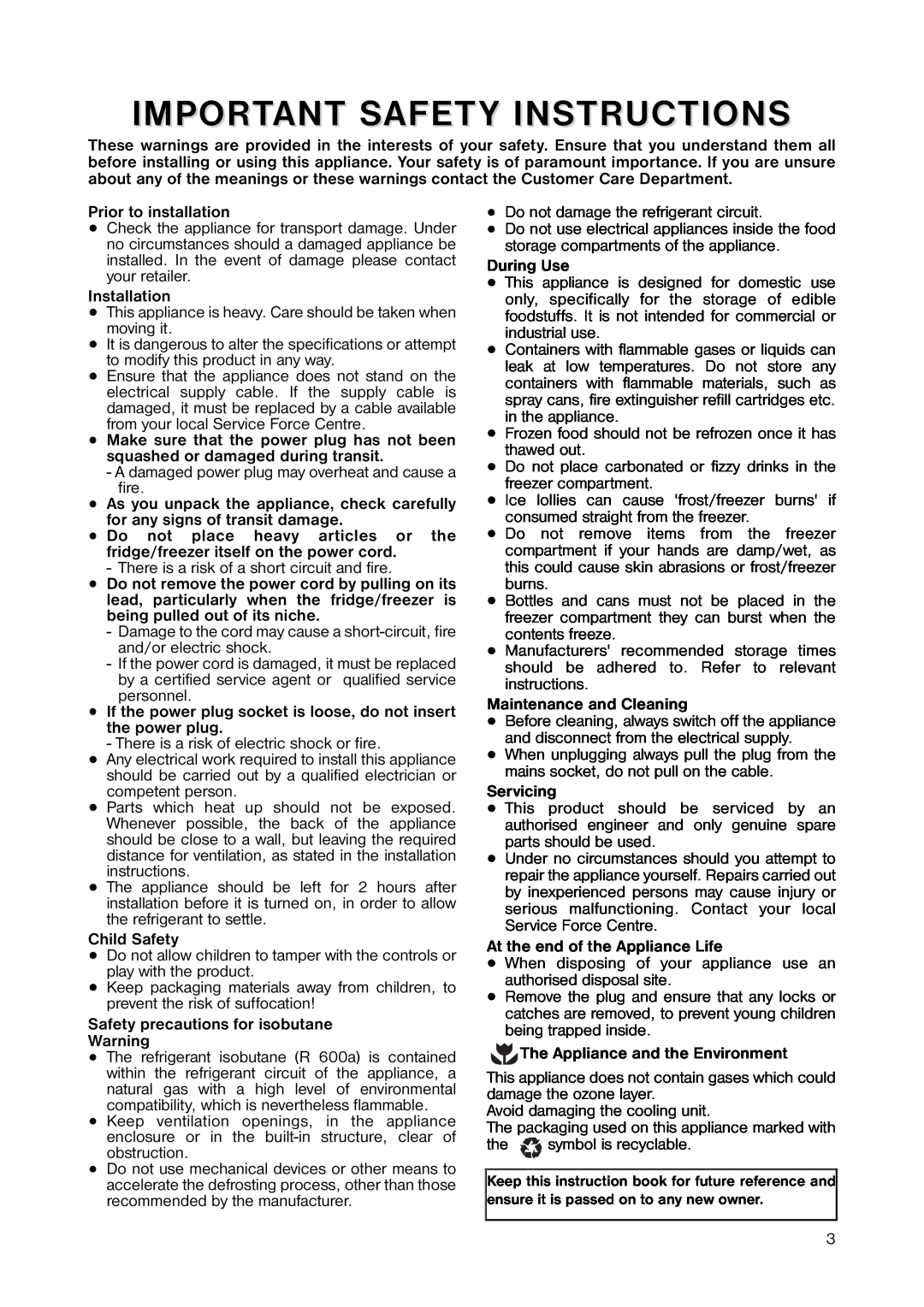 Zanussi ZERT 6546 manual Important Safety Instructions 