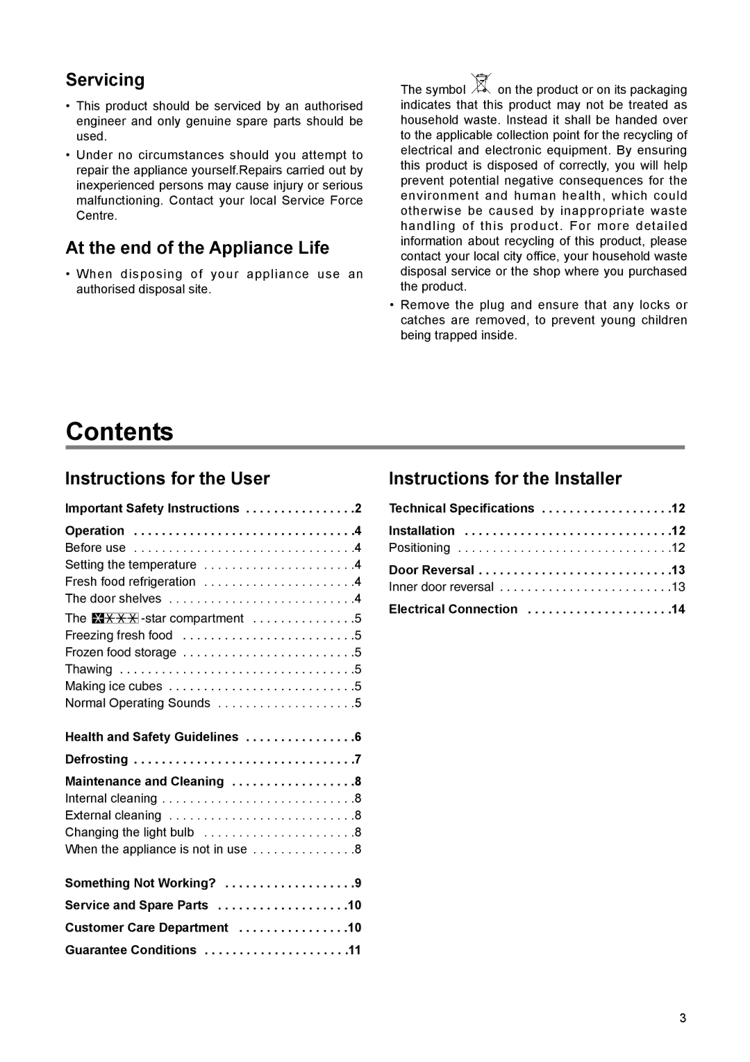 Zanussi ZRT 1675, ZERT 6675 manual Contents 