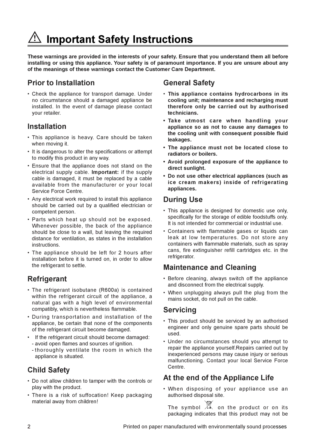 Zanussi ZERT 6775 manual Important Safety Instructions 