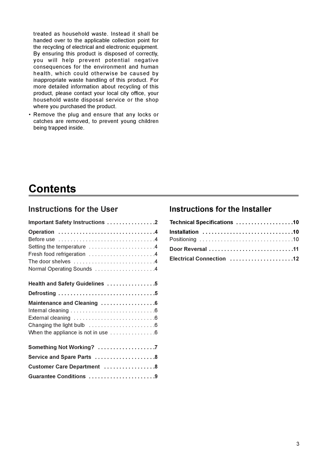 Zanussi ZERT 6775 manual Contents 