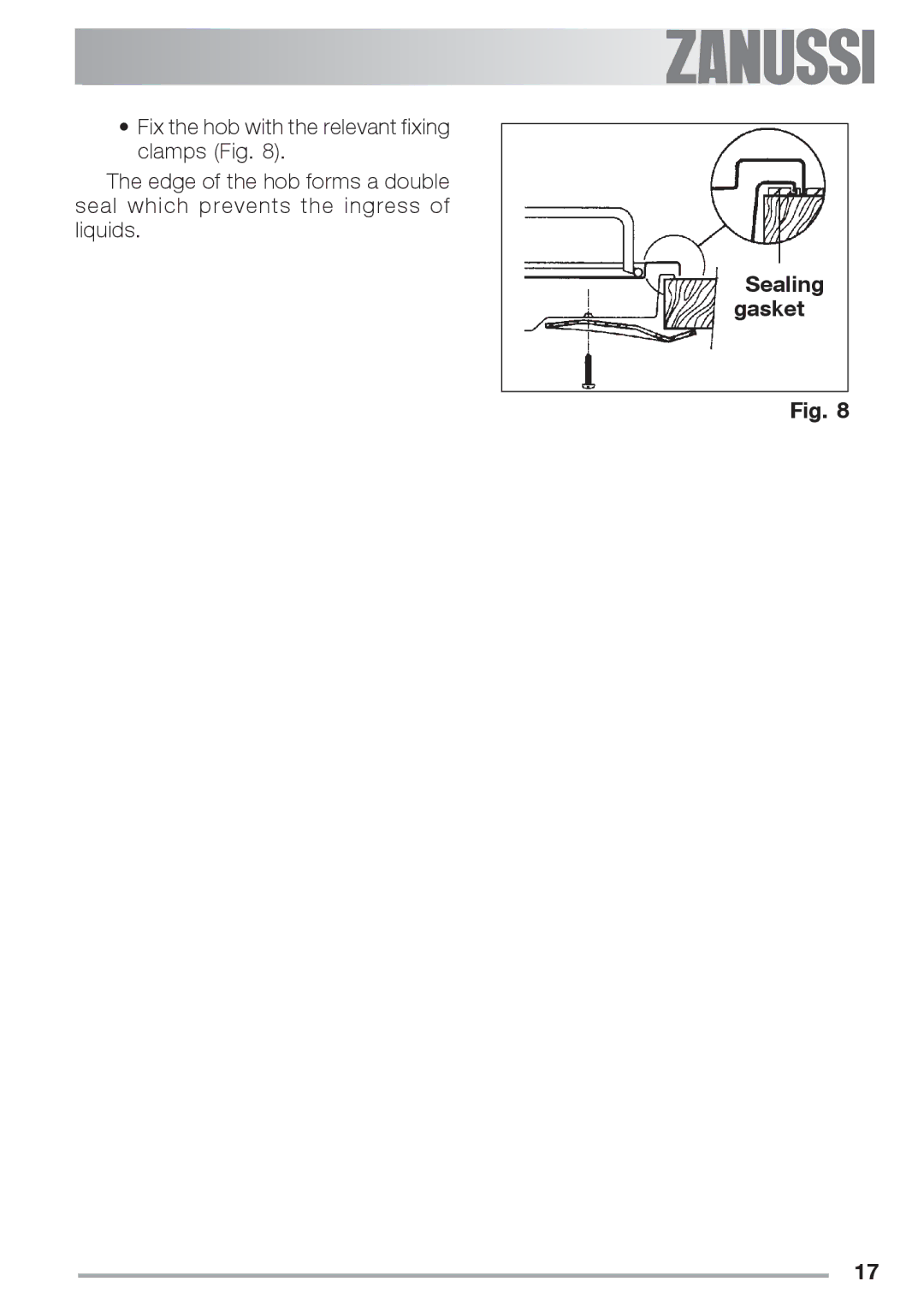 Zanussi ZES 646 manual Sealing gasket 