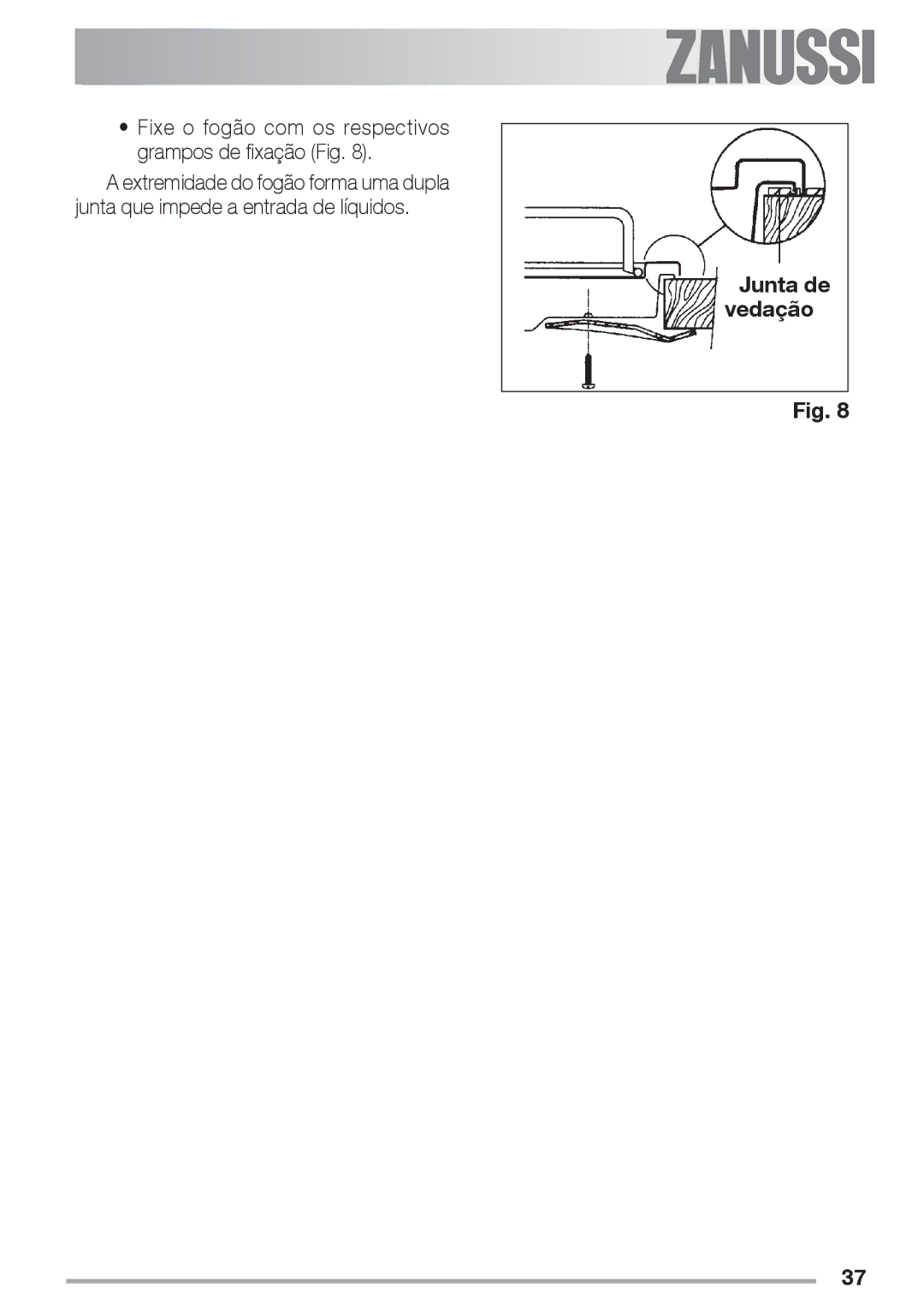 Zanussi ZES 646 manual Junta de vedação 