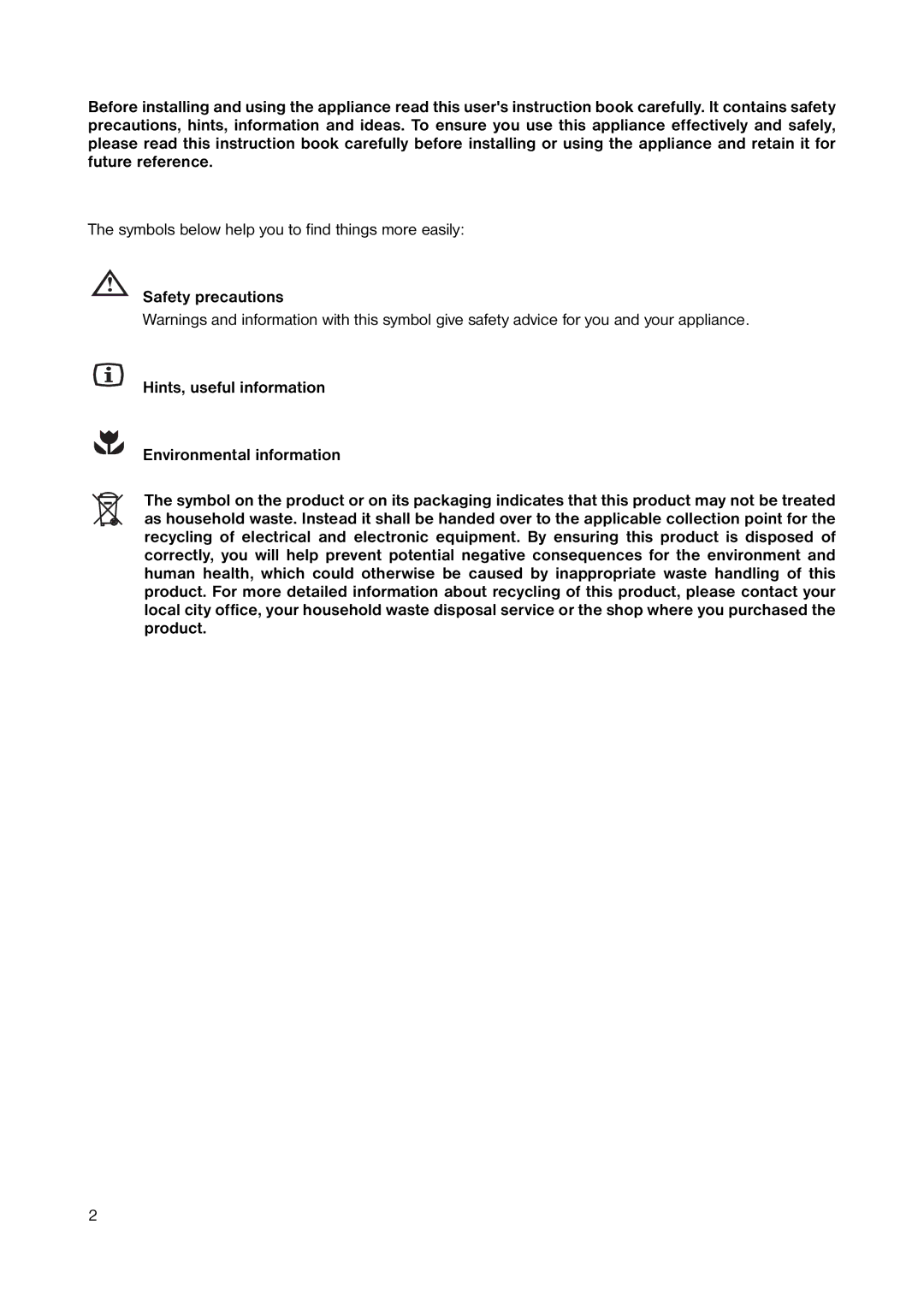 Zanussi ZEUC 0545 manual Symbols below help you to find things more easily 