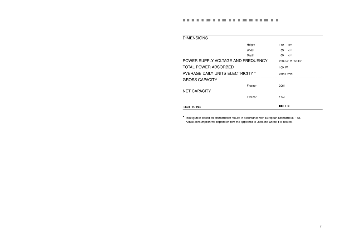 Zanussi ZEUC 2120 manual Technical Specifications, NET Capacity 